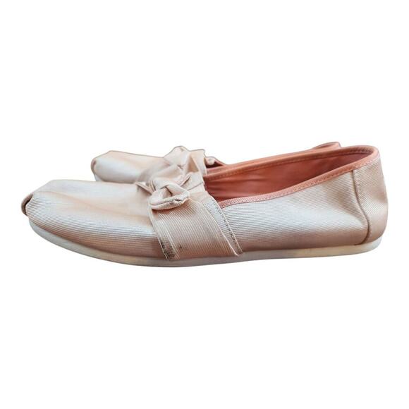 Toms womens sz 9.5 blush pink slide on bow flats comfort shoes ballet - Picture 2 of 10